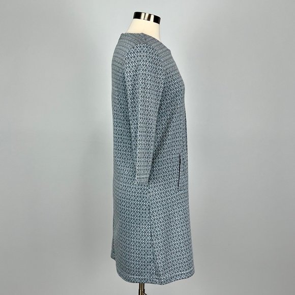 Tyler Boe Cindy Dress Inverted Pleat Blue Gray Geo Print Pockets Medium - Picture 5 of 12